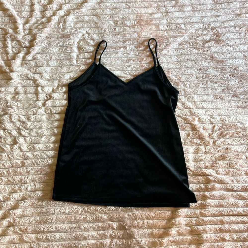 Old Navy Black Velour V-Neck Tank Top - Size M